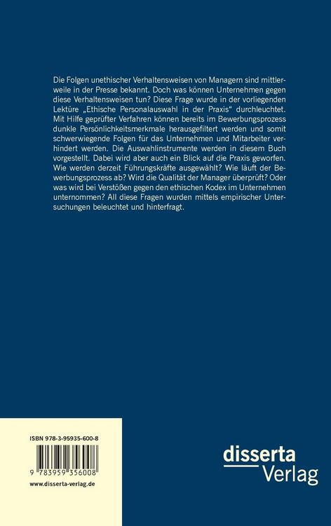 Produktbild: Ethische Personalauswahl in der Praxis