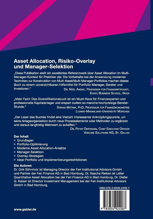 Produktbild: Asset Allocation, Risiko-Overlay und Manager-Selektion