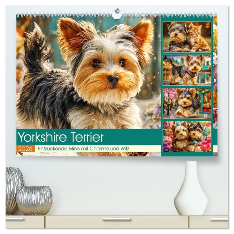 Produktbild: Yorkshire Terrier. Entz&uuml;ckende Minis mit Charme und Witz (hochwertiger Premium Wandkalender 2026 DIN A2 quer), Kunstdruck in Hochglanz