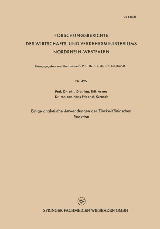 Produktbild: Einige analytische Anwendungen der Zincke-K&ouml;nigschen Reaktion