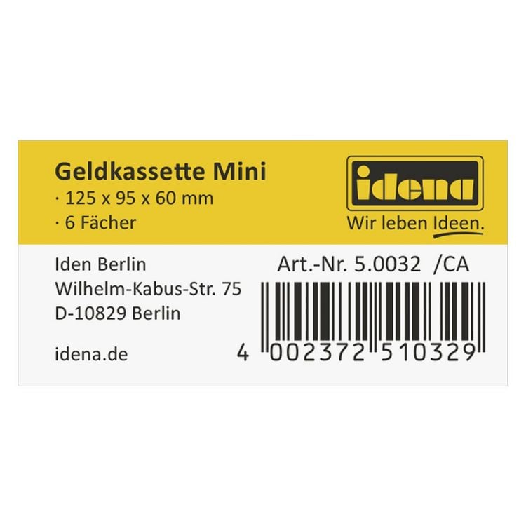 Produktbild: Idena Geldkassette Gr&ouml;&szlig;e Mini aus Metall 6 F&auml;cher rot 12,5x9,5x6cm