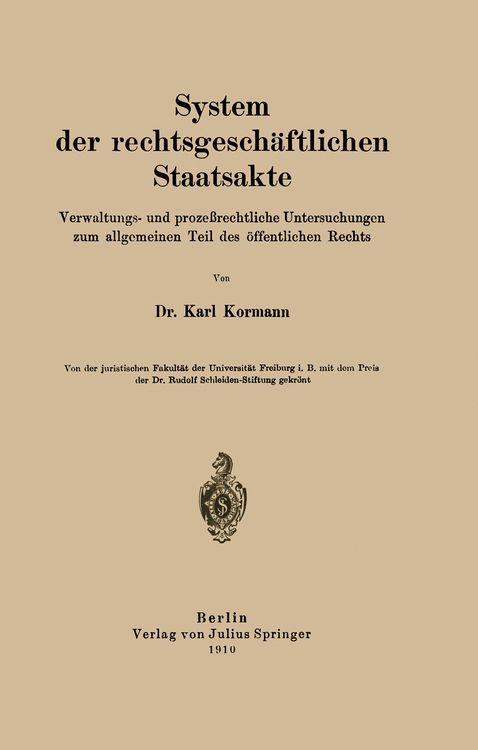 Produktbild: System der rechtsgesch&auml;ftlichen Staatsakte