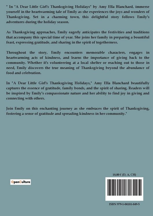 Produktbild: A Dear Little Girl's Thanksgiving Holidays