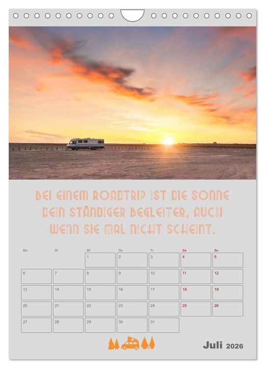 Produktbild: Roadtrips - Urlaub auf R&auml;dern (Wandkalender 2026 DIN A4 hoch), CALVENDO Monatskalender