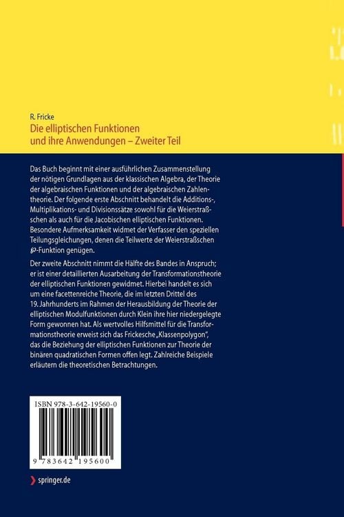 Produktbild: Die elliptischen Funktionen und ihre Anwendungen
