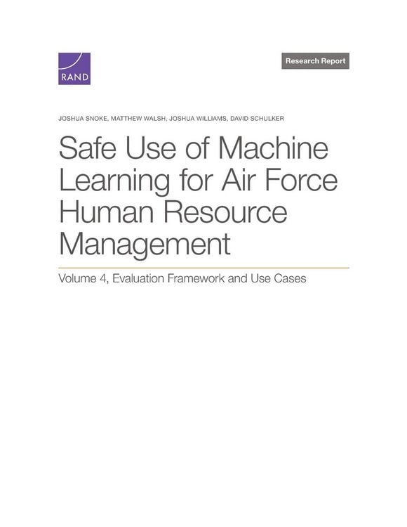 Produktbild: Safe Use of Machine Learning for Air Force Human Resource Management
