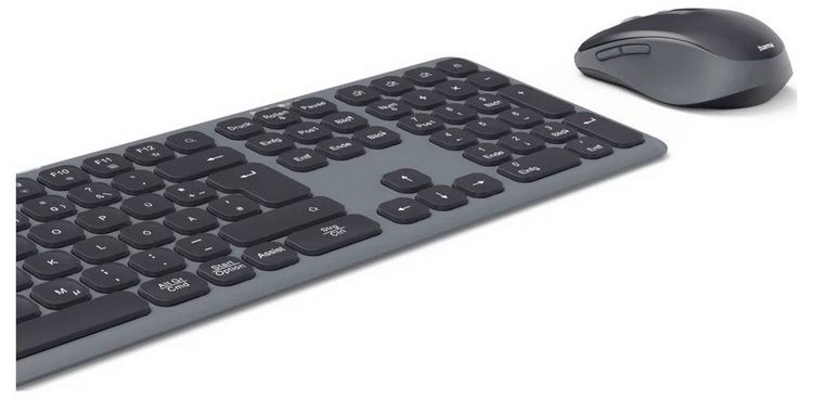 Produktbild: Hama Multi-Device-Tastatur-Maus-Set "WKM-550", kabellos, Funk/BT, SW, QWERTZ DE Kabellos Tastatur, Maus-Set Deutsch, QWERTZ Schwarz