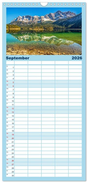 Produktbild: Familienplaner 2026 - Naturparadies Zugspitzarena mit 5 Spalten (Wandkalender, 21 x 45 cm) CALVENDO