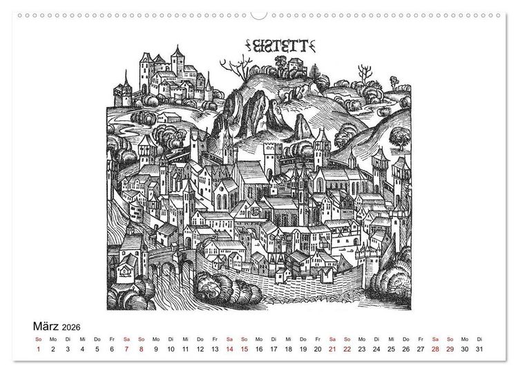 Produktbild: Schedelsche Weltchronik Deutsche St&auml;dte 1493 (Wandkalender 2026 DIN A2 quer), CALVENDO Monatskalender