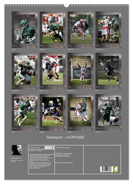 Produktbild: Teamsport - LACROSSE (Wandkalender 2026 DIN A2 hoch), CALVENDO Monatskalender