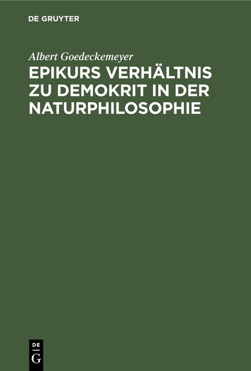 Produktbild: Epikurs Verh&auml;ltnis zu Demokrit in der Naturphilosophie