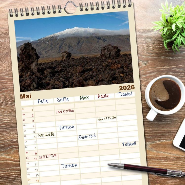 Produktbild: Familienplaner 2026 - Island - Land aus Feuer und Eis mit 5 Spalten (Wandkalender, 21 x 45 cm) CALVENDO