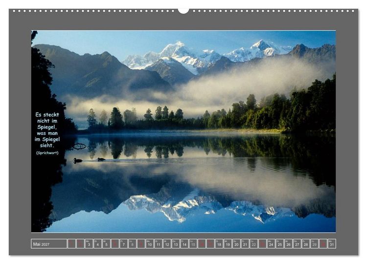 Produktbild: Naturwunder Neuseeland - in Bild und Text (Wandkalender 2027 DIN A2 quer), CALVENDO Monatskalender