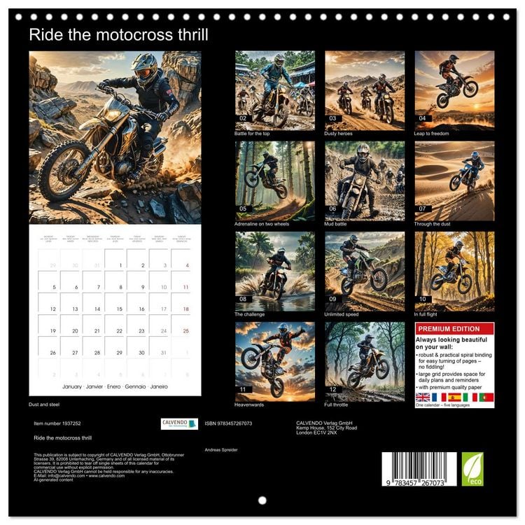 Produktbild: Ride the motocross thrill (Wall Calendar 2026 12 &times; 12 Inch) CALVENDO 12 Month Wall Calendar