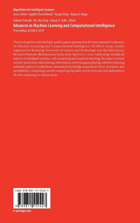Produktbild: Advances in Machine Learning and Computational Intelligence