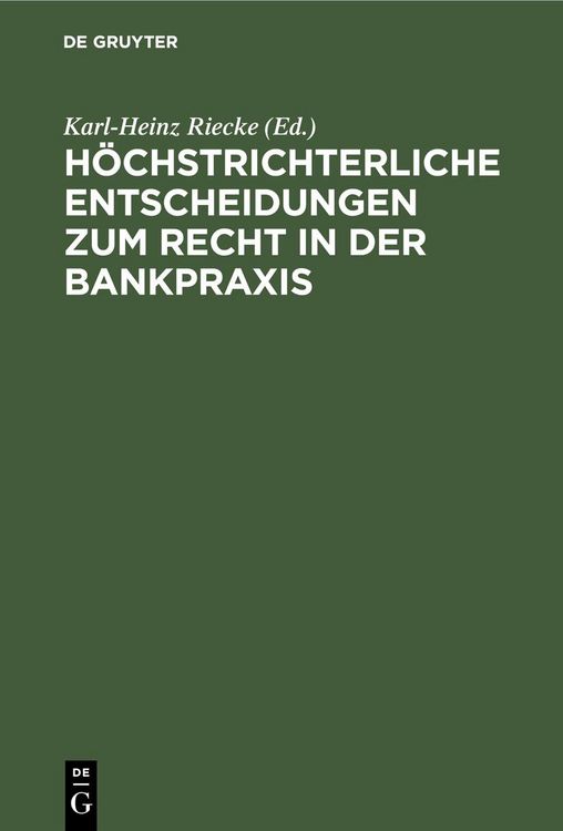 Produktbild: H&ouml;chstrichterliche Entscheidungen zum Recht in der Bankpraxis