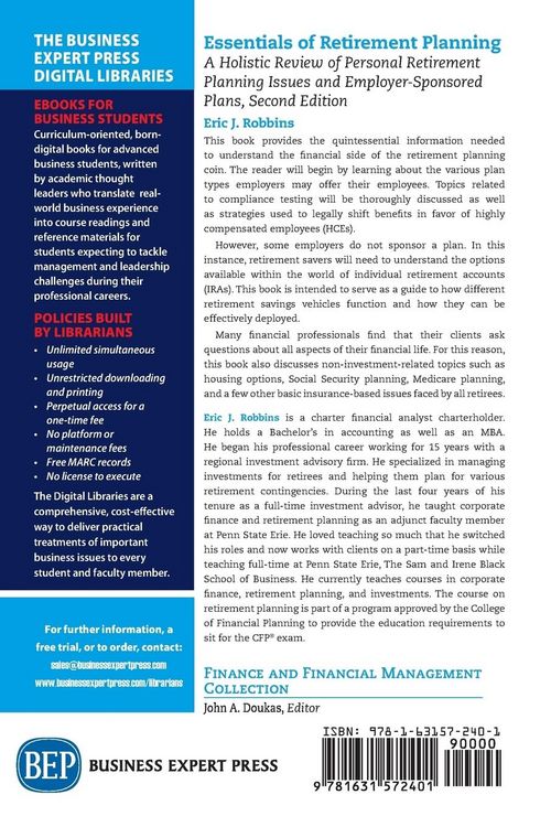 Produktbild: Robbins, E: Essentials of Retirement Planning