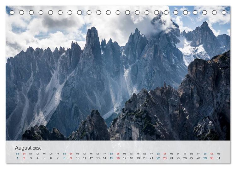Produktbild: Dolomiten - Rundreise um Drei Zinnen (Tischkalender 2026 DIN A5 quer), CALVENDO Monatskalender