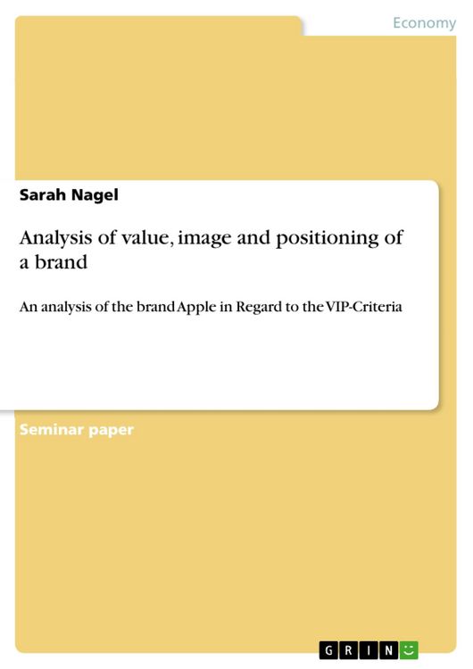 Produktbild: Analysis of value, image and positioning of a brand