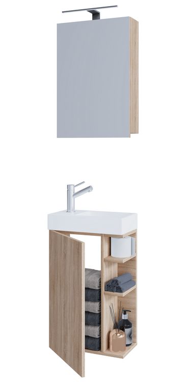 Produktbild: 2-tlg G&auml;ste WC Bad Waschtisch Lumia Spiegelschrank