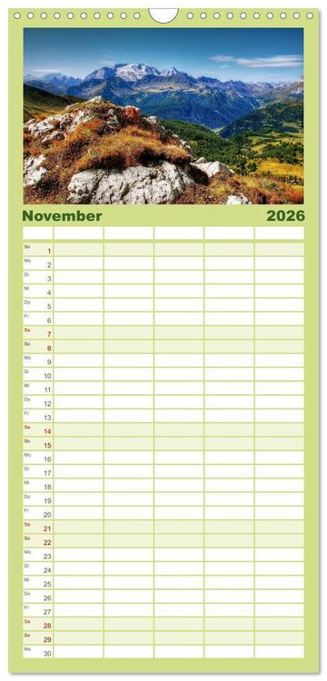 Produktbild: Familienplaner 2026 - S&uuml;dtirol - Gr&ouml;den und Alta Badia mit 5 Spalten (Wandkalender, 21 x 45 cm) CALVENDO