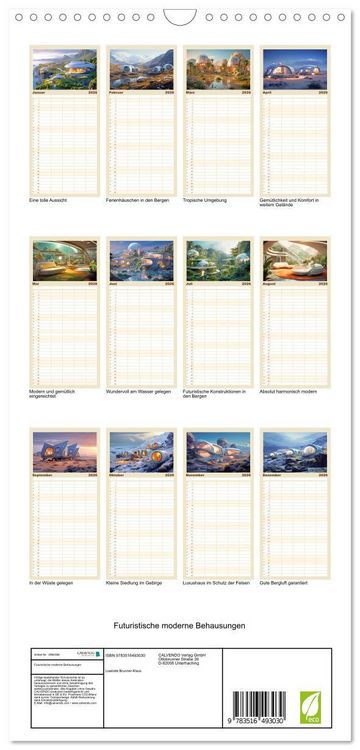 Produktbild: Familienplaner 2026 - Futuristische moderne Behausungen mit 5 Spalten (Wandkalender, 21 x 45 cm) CALVENDO
