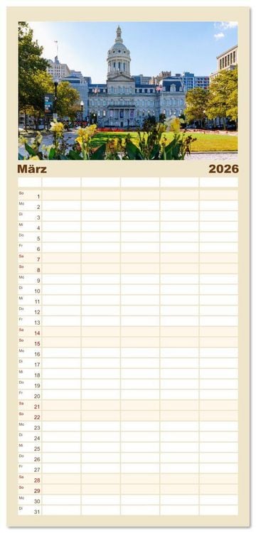 Produktbild: Familienplaner 2026 - Baltimore. Maritimer Charme an der Ostk&uuml;ste der USA mit 5 Spalten (Wandkalender, 21 x 45 cm) CALVENDO