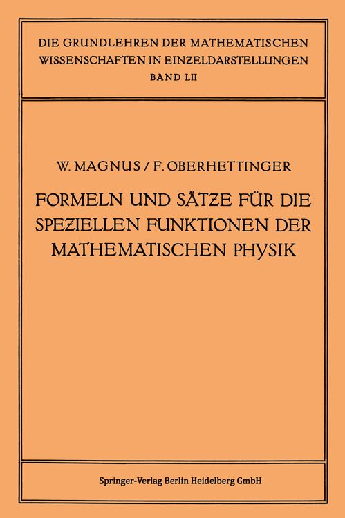 Produktbild: Formeln und S&auml;tze f&uuml;r die Speziellen Funktionen der Mathematischen Physik