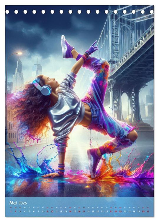 Produktbild: Rhythmus in Farben - Dynamische Hip-Hop-T&auml;nzer (Tischkalender 2026 DIN A5 hoch), CALVENDO Monatskalender