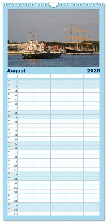 Produktbild: Familienplaner 2026 - Shipspotting Travem&uuml;nde mit 5 Spalten (Wandkalender, 21 x 45 cm) CALVENDO