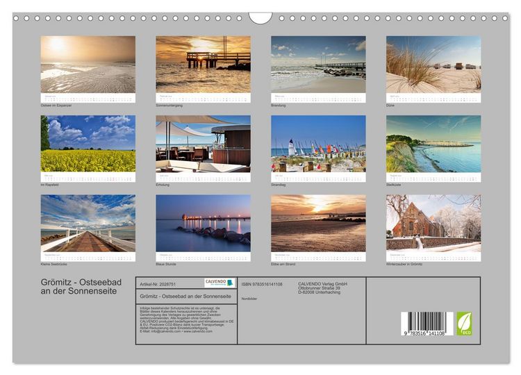 Produktbild: Gr&ouml;mitz - Ostseebad an der Sonnenseite (Wandkalender 2026 DIN A3 quer), CALVENDO Monatskalender