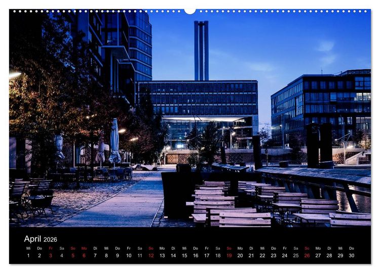 Produktbild: hamburg - night views (Wandkalender 2026 DIN A2 quer), CALVENDO Monatskalender