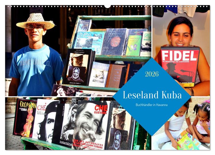 Produktbild: Leseland Kuba - Buchh&auml;ndler in Havanna (Wandkalender 2026 DIN A2 quer), CALVENDO Monatskalender