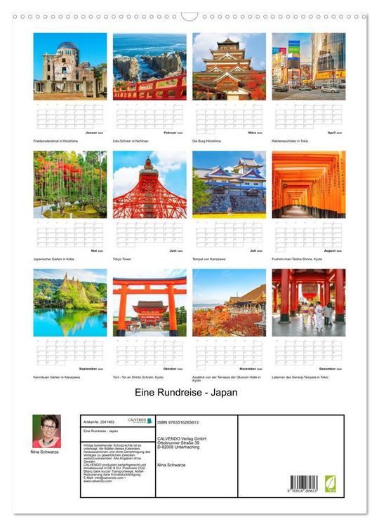 Produktbild: Eine Rundreise - Japan (Wandkalender 2026 DIN A2 hoch), CALVENDO Monatskalender