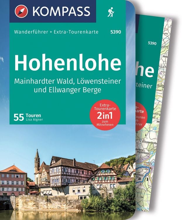 Produktbild: KOMPASS Wanderf&uuml;hrer Hohenlohe, Mainhardter Wald, L&ouml;wensteiner und Ellwanger Berge, 55 Touren