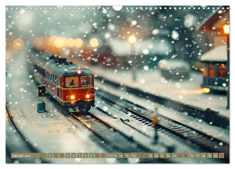 Produktbild: Miniaturwelt Eisenbahn - Zug um Zug ins Abenteuer (Wandkalender 2026 DIN A3 quer), CALVENDO Monatskalender