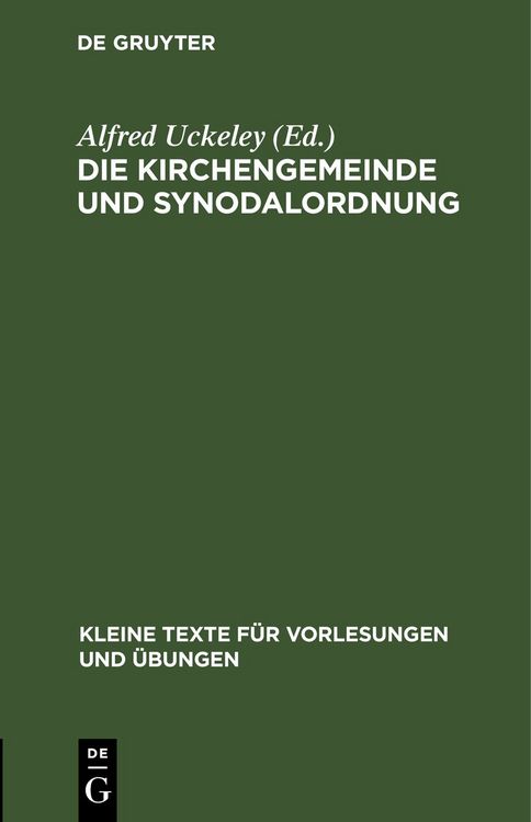 Produktbild: Die Kirchengemeinde und Synodalordnung