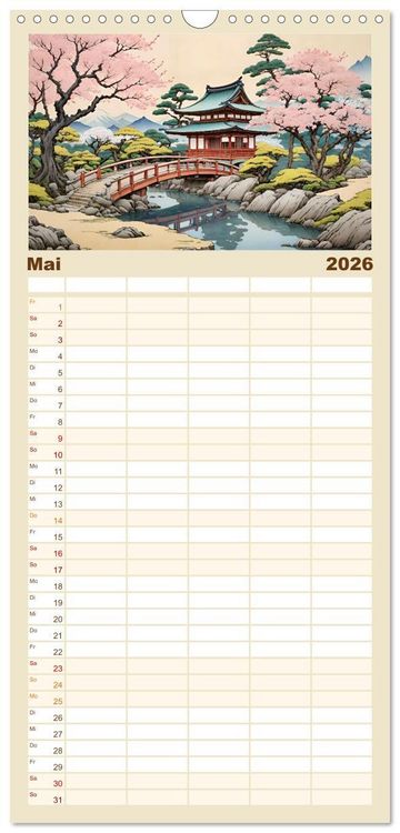 Produktbild: Familienplaner 2026 - Hanami in Japan mit 5 Spalten (Wandkalender, 21 x 45 cm) CALVENDO