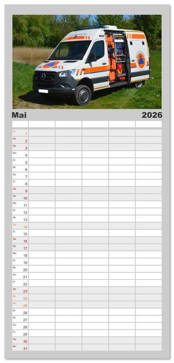 Produktbild: Familienplaner 2026 - Einsatzfahrzeuge aus Sachsen und Sachsen-Anhalt mit 5 Spalten (Wandkalender, 21 x 45 cm) CALVENDO