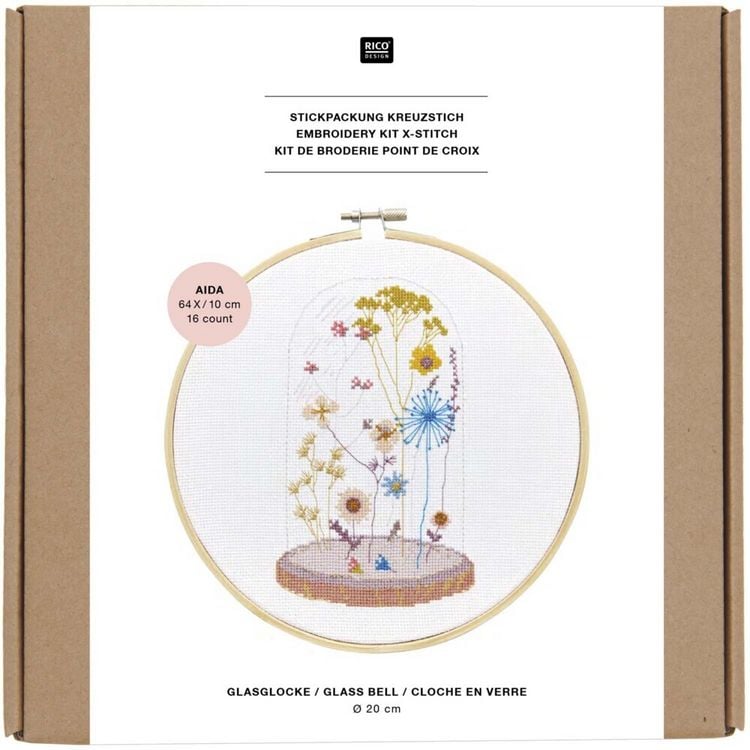 Produktbild: Stickpackung Kreuzstich Transformation Glasglocke