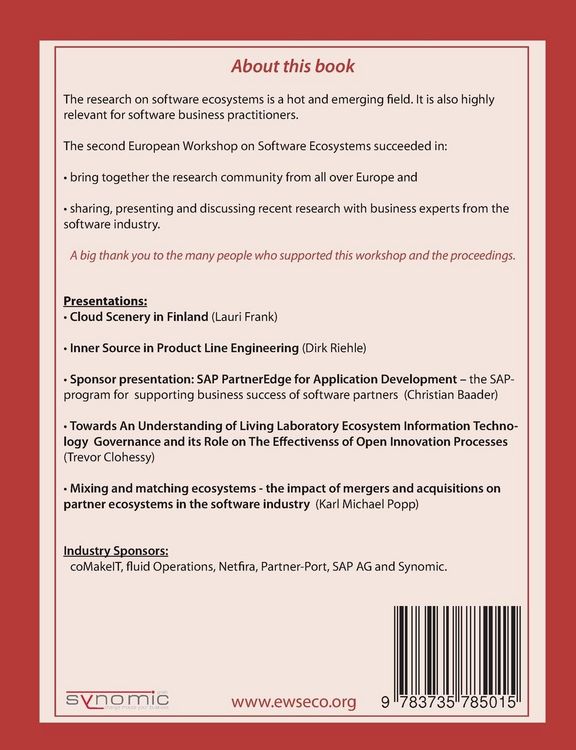Produktbild: Proceedings of the European Workshop on Software Ecosystems 2013