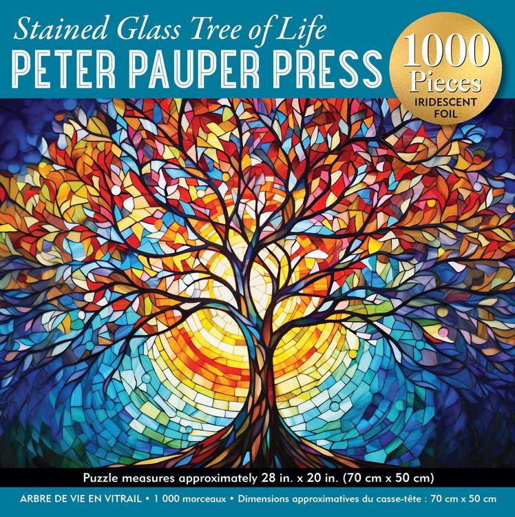 Produktbild: Stained Glass Tree of Life 1000-Piece Jigsaw Puzzle (Printed on Reflective Foil for Realistic Effect!)