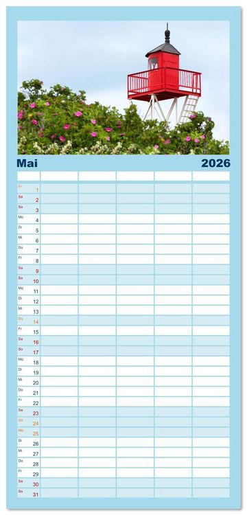 Produktbild: Familienplaner 2026 - Buntes und bl&uuml;hendes Borkum mit 5 Spalten (Wandkalender, 21 x 45 cm) CALVENDO