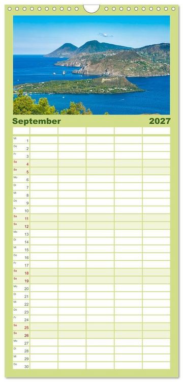 Produktbild: Familienplaner 2027 - Liparische Inseln - Vulkane im Tyrrhenischen Meer mit 5 Spalten (Wandkalender, 21 x 45 cm) CALVENDO