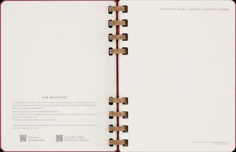 Produktbild: Moleskine Undatierter Life Kalender Mit Spiralbindung, Xl, Wochen-Monatskalender, Fester Einband, Crush Cherry