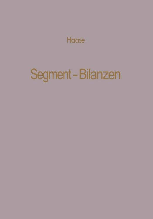Produktbild: Segment-Bilanzen