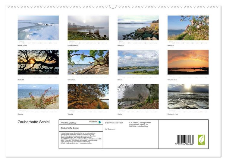 Produktbild: Zauberhafte Schlei (hochwertiger Premium Wandkalender 2026 DIN A2 quer), Kunstdruck in Hochglanz