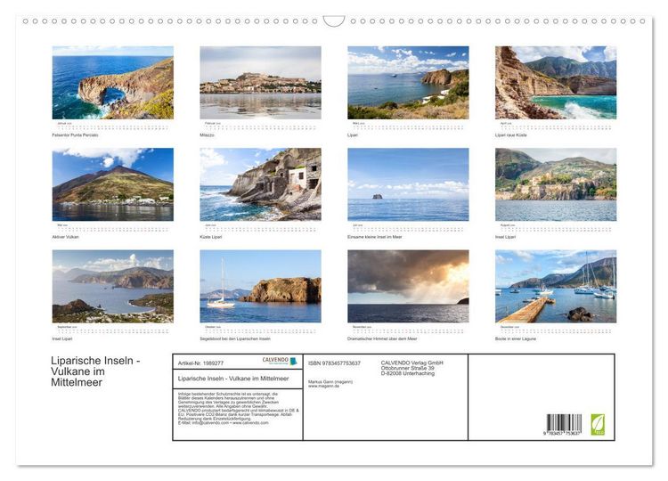 Produktbild: Liparische Inseln - Vulkane im Mittelmeer (Wandkalender 2026 DIN A2 quer), CALVENDO Monatskalender