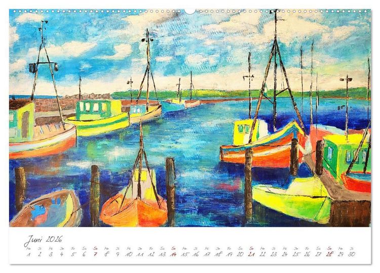 Produktbild: R&uuml;gen in Farbe - Mit Pinsel und Farbe auf der Lieblingsinsel (hochwertiger Premium Wandkalender 2026 DIN A2 quer), Kunstdruck in Hochglanz