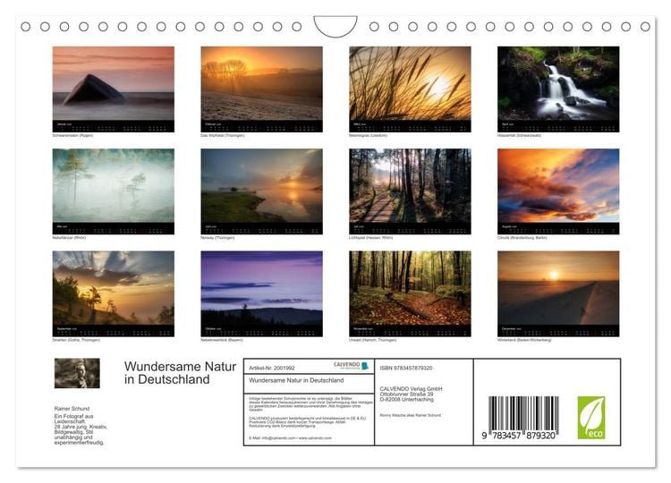 Produktbild: Wundersame Natur in Deutschland (Wandkalender 2026 DIN A4 quer), CALVENDO Monatskalender